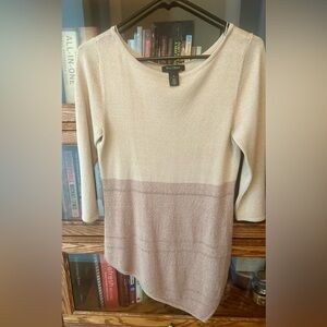 White House Black Market Sweater - Tan Sparkle Asymmetrical Hem